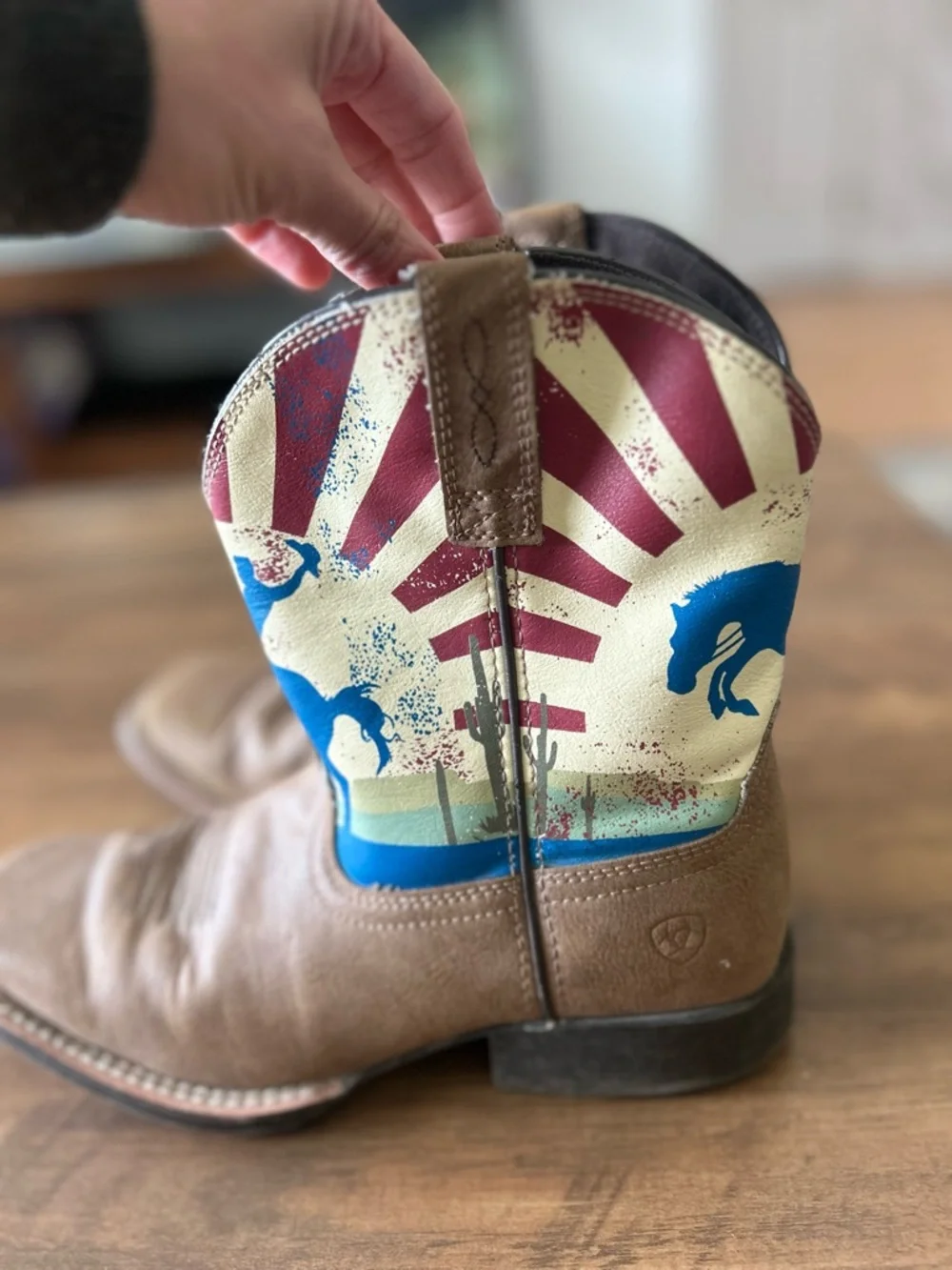 Ariat Brown and Black Leather Work Boot Interior View